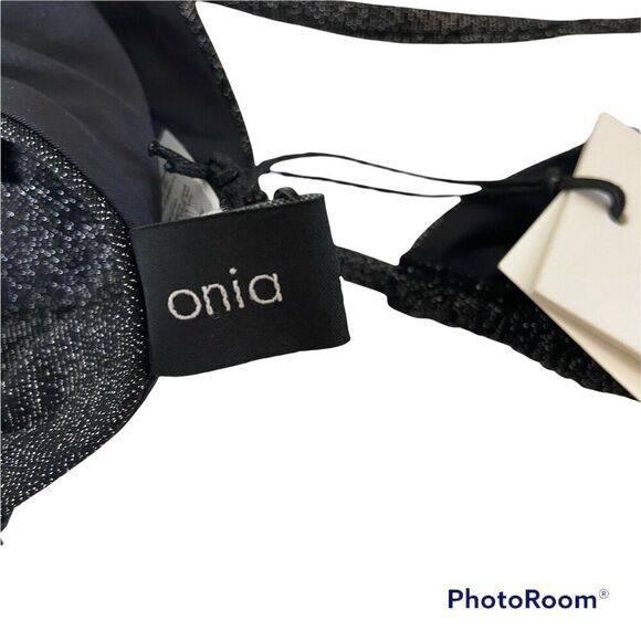 Onia Avery Bikini Top Black Metallic Size Medium - Picture 8 of 11